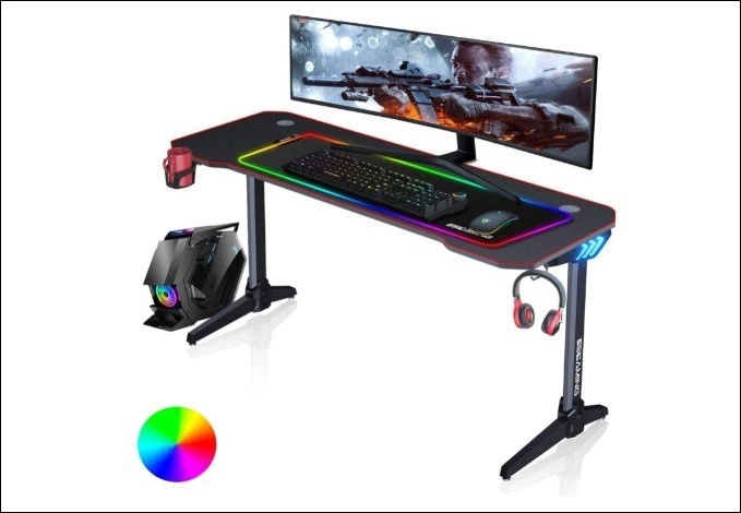  ESGAMING Gaming Desk with RGB LED Lights