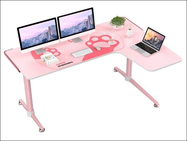  EUREKA L Corner Pink Gaming Desk