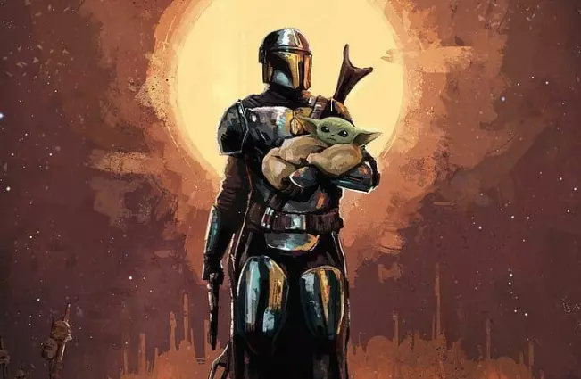 The Protector of Baby Yoda Mandalorian Wallpaper