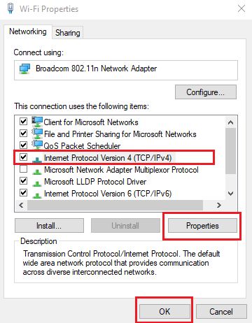 look for internet protocol Version 4 (TCP/IPv4)