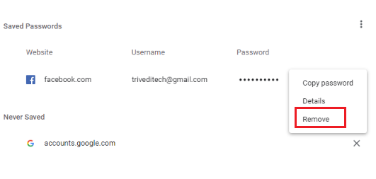 remove password by three dots