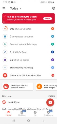 Healthify Me weight gain app
