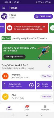 Fitpaa weight gain app