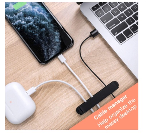 PZOZ Cable Clips, Charger cable management for desk