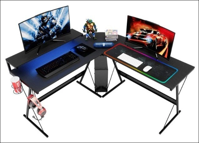 Bestier L-Shaped Led Gaming Computer Desk