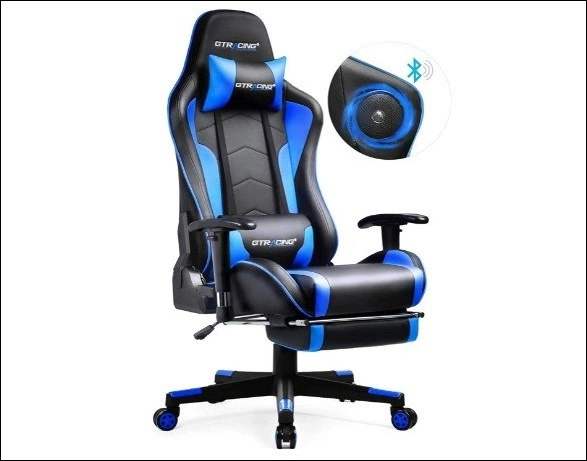 GT RACING Gaming Chair with Footrest and Bluetooth Speakers 